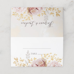 Cartão De Mesa Floral de Blush Moderno Dobragem em aquarela