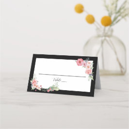 Cartão De Mesa Floral de Borda Preta