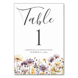 Cartão de Mesa Floral de Flor Roxo