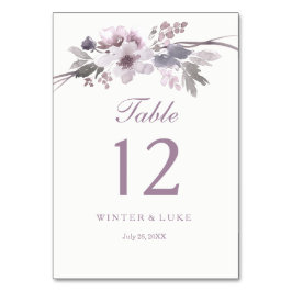 Cartão de Mesa Floral de Inverno Púrpura Elegante