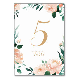 Cartão de mesa floral de pêssego do jardim românti