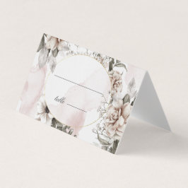 cartão de mesa floral de prata romântico