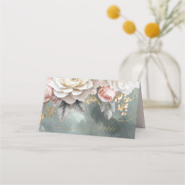 Cartão De Mesa Floral Drama Wedding Green ID1022