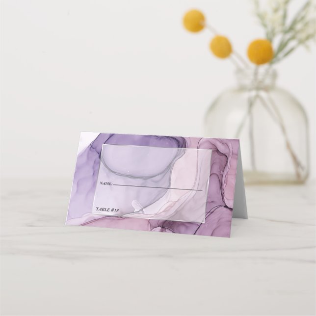 Cartão De Mesa Floral Exótico Purple Casado (Frente)