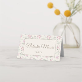 Cartão De Mesa Floral Pattern Creme Folded Place Card