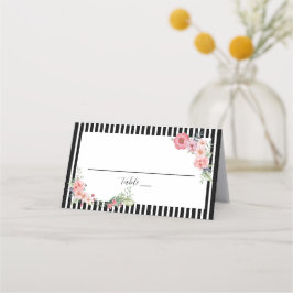 Cartão De Mesa Floral Retirado Preto
