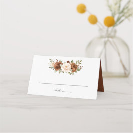 Cartão De Mesa Floral Rust Peach Greenery Elegant Wedding