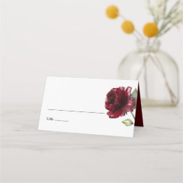 Cartão De Mesa Floral Simples de Aquarela em Borgonha