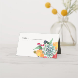 CARTÃO DE MESA FLORAL SUCULENTA ANTÍLOPE CHARME BOHEMIANO CASAMEN
