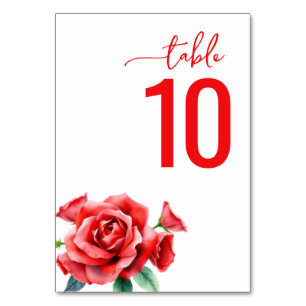Cartão de Mesa Floral Vermelho Romântico