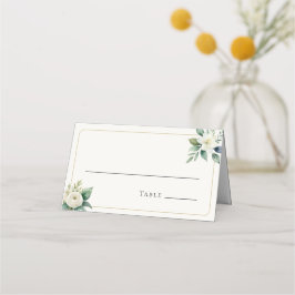 Cartão De Mesa Flores Brancas Elegantes e Folhagens | Mesa de Cas