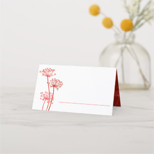 Cartão De Mesa Flores de arte pintadas de cerebro-laranja-vermelh