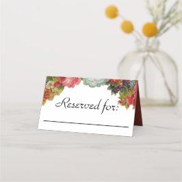 Cartão De Mesa Flores de Vintage, Borgonha Reservada para Casamen