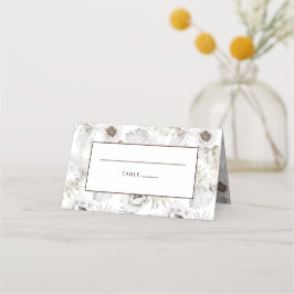 Cartão De Mesa Flores e Penas Brancas