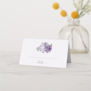 Cartão De Mesa flores roxas lindas folhas verdes pl botânico