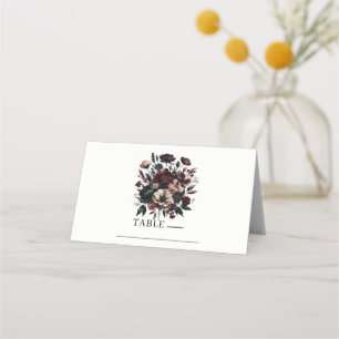 Cartão De Mesa Flores Rústicas e Sombrias para Casamento Boêmio