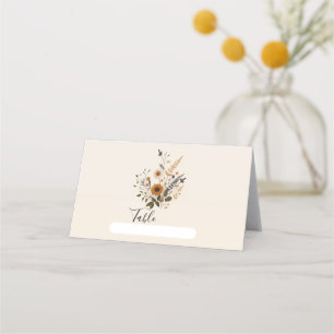 Cartão De Mesa Flores Selvagens Buquê Floral Vintage Boêmio Casam