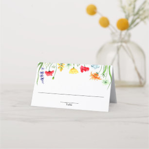 Cartão De Mesa Flores silvestres coloridas florais de primavera