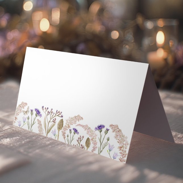 Cartão De Mesa Flores silvestres e casamentos outono de gramíneas (Criador carregado)