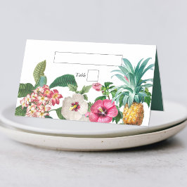 Cartão De Mesa Flores Tropicais De Cores Aquáticas E Casamento Ve