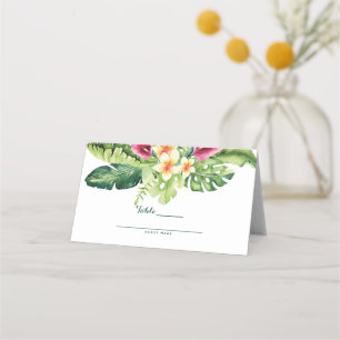 Cartão De Mesa Flores Tropicais Folhas Casamento Floral Chic