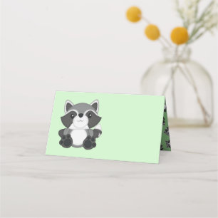 Cartão De Mesa Floresta Chá de fraldas Raccoon