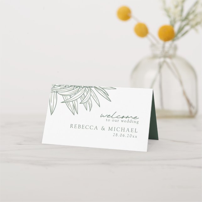 Cartão De Mesa Floresta Verde Simples Mão Desenhada Botânica Dobr (Verso)