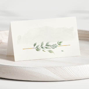 Cartão De Mesa Folha de verde Botânica de Aquarela Elegante Moder