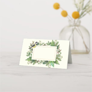 Cartão De Mesa Folhagem de Aquarela com um Pássaro Comemorações