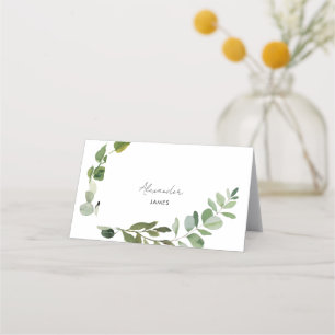 Cartão De Mesa Folhagem Simples de Casamento Personalizada