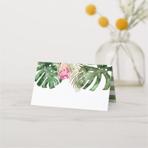 Cartão De Mesa Folhagem Tropical em Aquarela