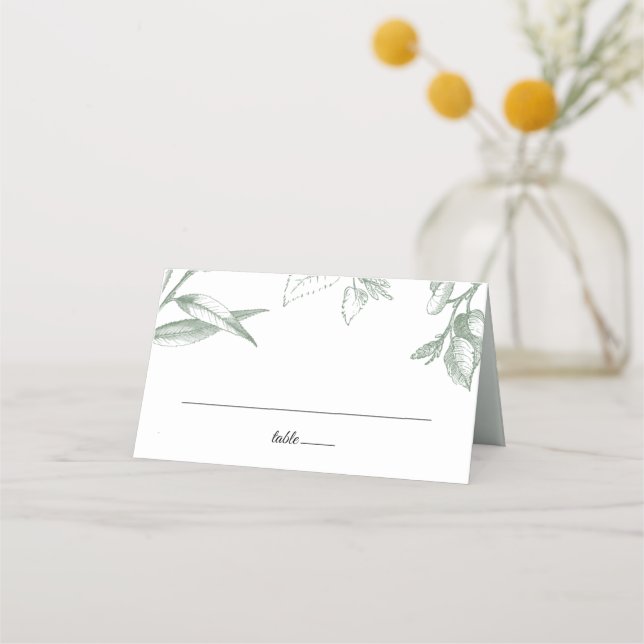 Cartão De Mesa Folhas Botânicas de Verdura (Frente)