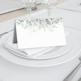 Cartão De Mesa Folhas de Eucalipto Verde Elegante Moderno