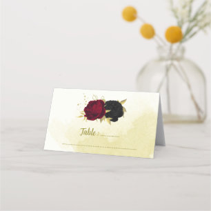 Cartão De Mesa folhas de ouro vermelho-preto