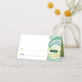 Cartão De Mesa Folhas de Palma Tropicais, Casamento de Praia