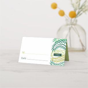 Cartão De Mesa Folhas de Palma Tropicais, Casamento de Praia
