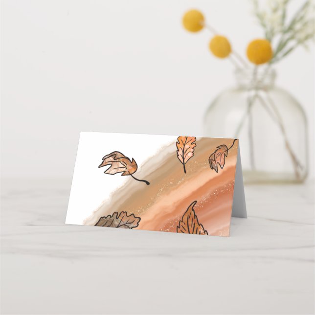 Cartão De Mesa Folhas de queda de agata (Frente)