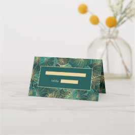 Cartão De Mesa Folhas Gigantes Verdes Azuis