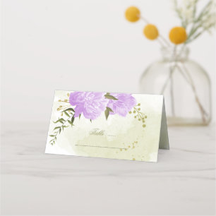 Cartão De Mesa Folhas verdes de flores roxas bonito