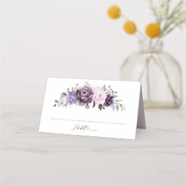Cartão De Mesa Formas de Casamento Floral Moody Blooms Roxo Dusty