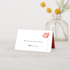 Cartão De Mesa Foto de Casamento Vermelho Moderno Poppy