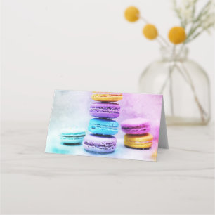 Cartão De Mesa Foto de Macarões Deliciosos Coloridos