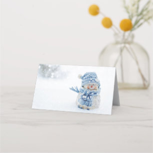 Cartão De Mesa Foto de um bonitão de neve no inverno - Natal