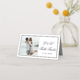 Cartão De Mesa Foto Elegante Numeração da Mesa Negra Negra