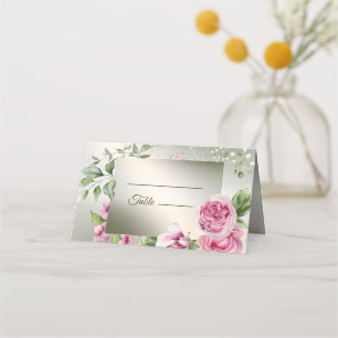 Cartão De Mesa Frame Floral Cor-de-Água Rosa, Festa de Bronze Bri