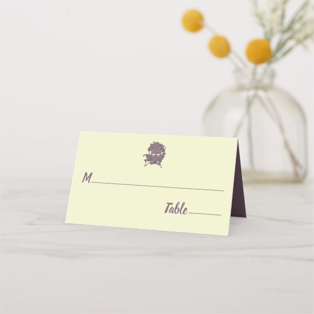 Cartão De Mesa Gala do Fundraiser de Bola de Mascarada Roxo Dusty (Frente)