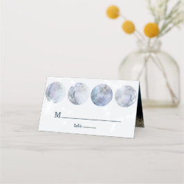 Cartão De Mesa Galaxy Moon Blue Stars Casamento