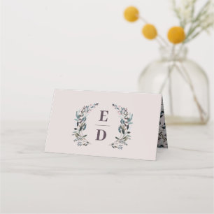 Cartão De Mesa Garden Crest Mesa de Monograma de Casamento Púrp
