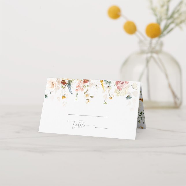 Cartão De Mesa Garden Flowers Botanical Bridal Shower Place Card (Frente)
