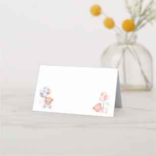 Cartão De Mesa Garota gêmeas Chá de fraldas do Urso de Teddy